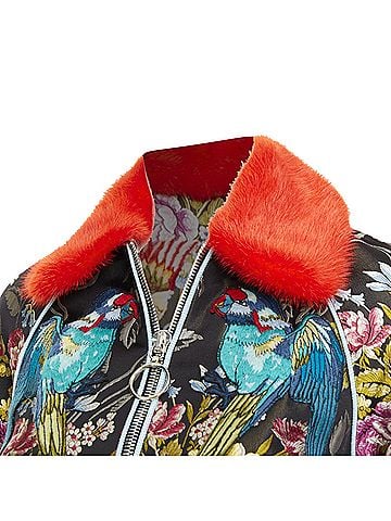 Gucci Gucci floral jacquard mink fur collar bomber jacket (view 2)