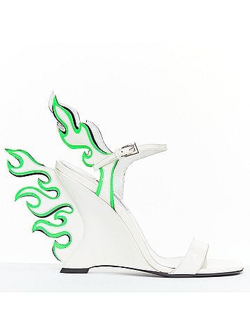 Prada Prada Flame Wedge white neon green patent Fire heel sandals (view 1)