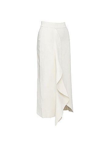 Alexander McQueen Alexander McQueen ivory viscose knit ruffle asymmetric skirt (view 2)