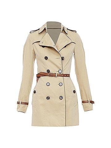 Burberry Burberry leather piped belted short trench coat (view 1)