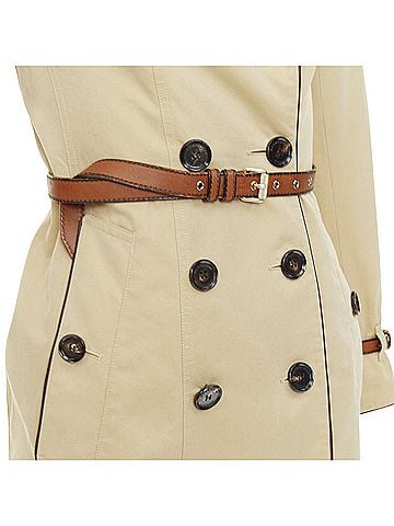 Burberry Burberry leather piped belted short trench coat (view 2)