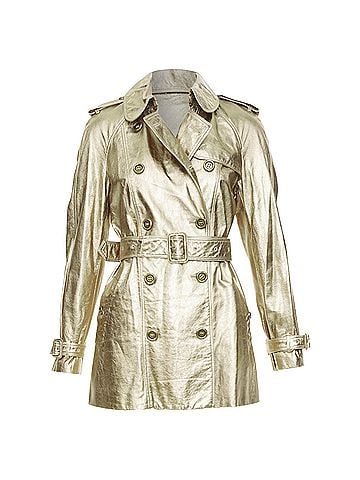 Burberry Burberry metallic gold lambskin trench coat (view 1)