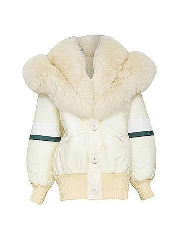 Miu Miu Miu Miu fur collar striped puffer jacket (view 1)