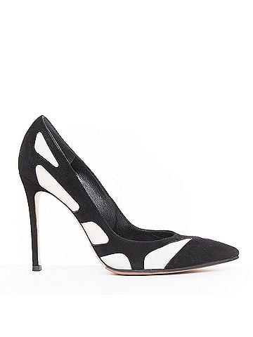 Gianvito Rossi Gianvito Rossi Black Suede White Leather Wavy Pumps (view 1)