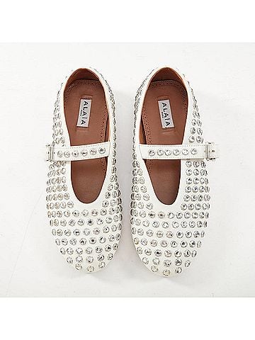 Alaïa Alaia 2023 White Leather Crystal Flats (view 2)