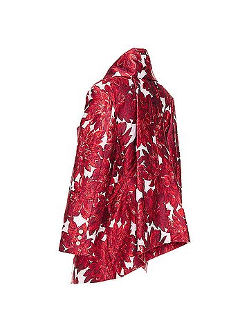 Comme des Garçons Comme des Garcons red floral brocade single button trapeze coat (view 2)