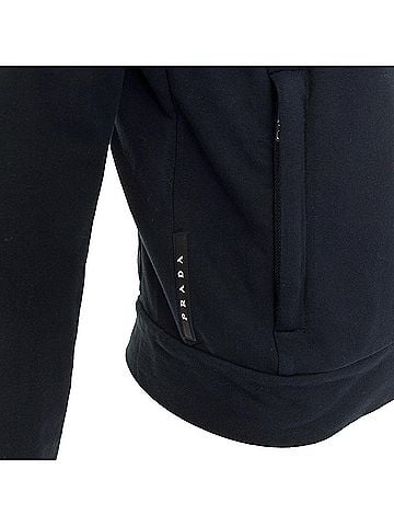 Prada Prada Linea Rossa striped zip front logo cropped hoodie (view 2)