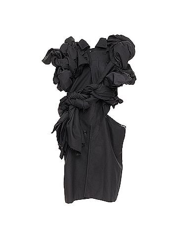 Comme des Garçons Comme des Garcons black textured 3D multi knots cut out coat (view 1)