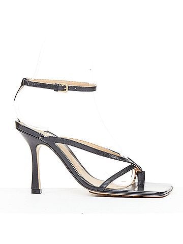 Bottega Veneta Bottega Veneta Stretch black leather thong ankle strap sandals (view 1)
