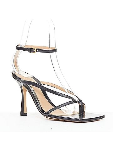 Bottega Veneta Bottega Veneta Stretch black leather thong ankle strap sandals (view 2)