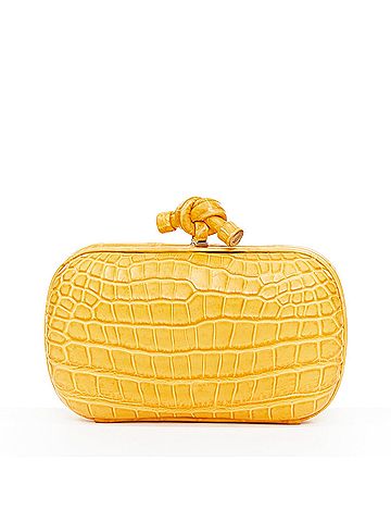 Bottega Veneta Bottega Veneta Pochette Knot yellow exotic croc leather clutch bag (view 1)