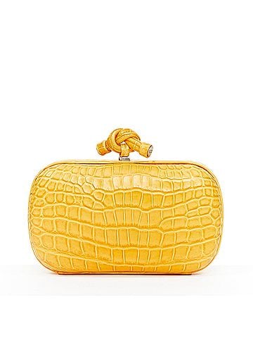 Bottega Veneta Bottega Veneta Pochette Knot yellow exotic croc leather clutch bag (view 2)