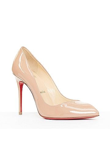 Christian Louboutin Christian Louboutin Pigalle nude patent leather point toe pumps (view 2)