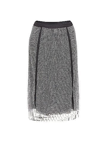 Prada Prada silver crystal black mesh triangle cut out lace knee skirt (view 1)