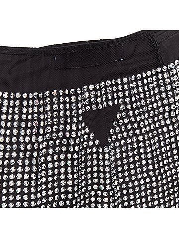 Prada Prada silver crystal black mesh triangle cut out lace knee skirt (view 2)