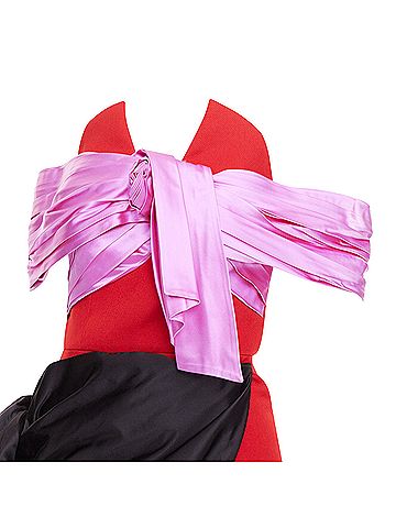 Prada Prada red pink black virgin wool satin sash bustier dress (view 2)