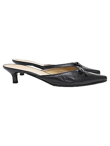 Salvatore Ferragamo Ferragamo Bow Pointed-Toe Heeled Mules in Black Leather (view 1)