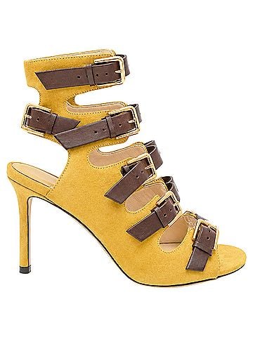Jimmy Choo Jimmy Choo Trick 110 Buckled Sandal Heels in Yellow Suede (view 1)
