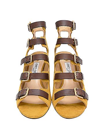 Jimmy Choo Jimmy Choo Trick 110 Buckled Sandal Heels in Yellow Suede (view 2)