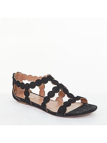 Alaïa Alaia 2016 Black Suede Scalloped Cage Sandals (view 1)
