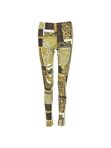 Versace VERSACE 2021 Mosaic Barocco brown gold print stretchy legging pant IT44 L (view 1)
