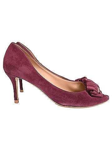 Salvatore Ferragamo Salvatore Ferragamo Ribbon Heels in Burgundy Suede (view 1)