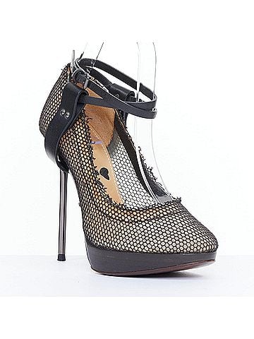 Lanvin Lanvin 2011 Black Fishnet Mesh Ankle Harness Platform Heels (view 2)