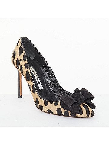 Manolo Blahnik Manolo Blahnik Brown Calf Hair Leopard Print Pumps (view 2)