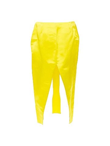 Prada PRADA 2022 Runway yellow satin boned triangle cut out split skirt IT38 XS (view 1)