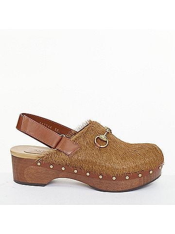 Gucci Gucci 2015 Brown Horsebit Wood Clogs (view 1)