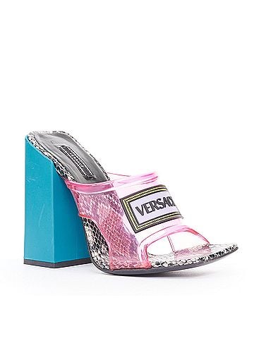 Versace VERSACE 2019 Runway 90s Vintage Logo transparent pink PVC mules EU38.5 US8.5 (view 1)