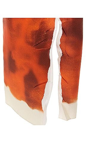 Prada PRADA 2023 Runway orange watercolor satin creased paper slit dress IT38 XS (view 2)