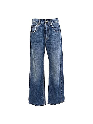 Brunello Cucinelli Brunello Cucinelli Monili Wide-Leg Jeans in Blue Cotton (view 1)