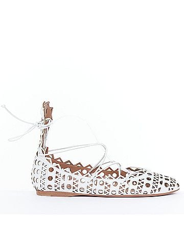 Alaïa Alaia Vienne White Leather Perforated Ballerina Flats (view 1)