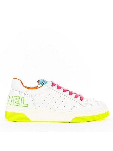 Chanel Chanel 2020 White Leather Neon Low Top Sneakers (view 1)