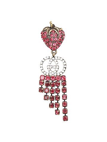 Gucci GUCCI 2019 GG crystal strawberry pink rhinestone tiered fringe earrings Pair (view 2)