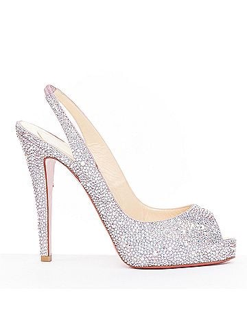 Christian Louboutin CHRISTIAN LOUBOUTIN Very Prive Strass 120 silver crystal slingback pump EU37.5 (view 1)
