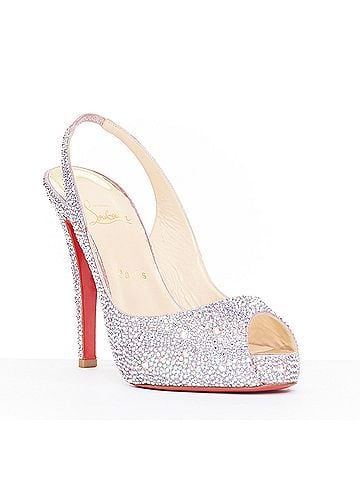 Christian Louboutin CHRISTIAN LOUBOUTIN Very Prive Strass 120 silver crystal slingback pump EU37.5 (view 2)