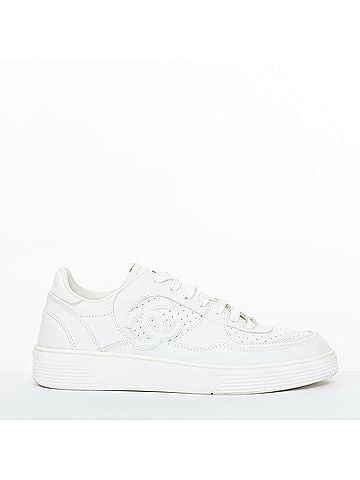 Chanel Chanel 2023 White Perforated Leather CC Logo Sneakers (view 1)