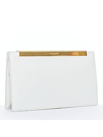 Saint Laurent Saint Laurent Lutetia Gold Bar White Leather Clutch Bag (view 1)
