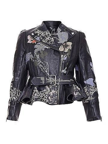 Alexander McQueen Alexander McQueen Cross Stitch Leather peplum jacket (view 1)