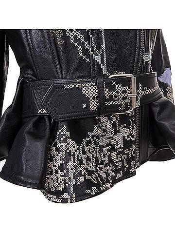 Alexander McQueen Alexander McQueen Cross Stitch Leather peplum jacket (view 2)
