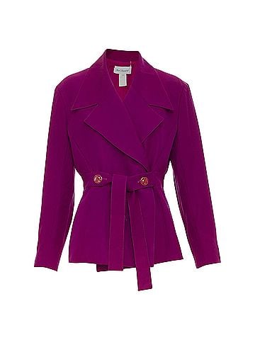 Karl Lagerfeld Karl Lagerfeld purple magenta wool wide lapel belted jacket (view 1)