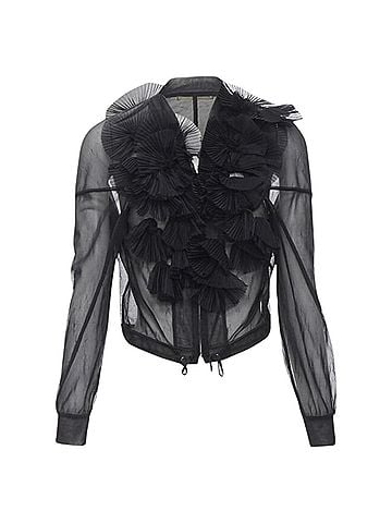 Comme des Garçons Comme des Garcons sheer pleated ruffle bomber jacket (view 1)