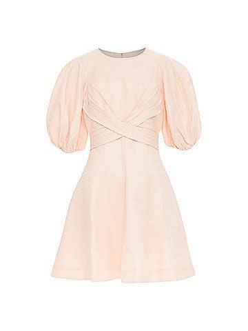 Zimmermann Zimmermann wrap bodice linen puff sleeve dress (view 1)