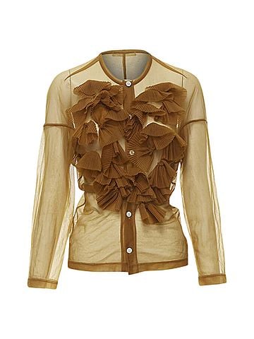 Comme des Garçons Comme des Garcons sheer pleated ruffle button front shirt (view 1)