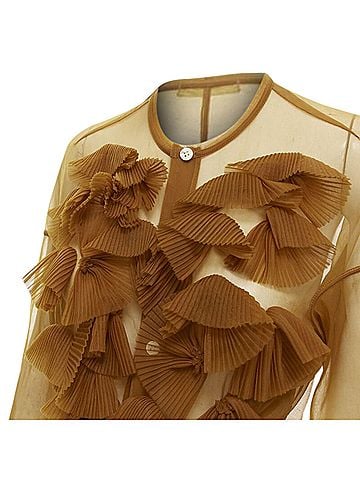 Comme des Garçons Comme des Garcons sheer pleated ruffle button front shirt (view 2)
