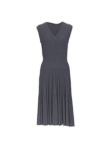 Alaïa Alaia ribbed V neck sleeveless fit flared cocktail dress (view 1)