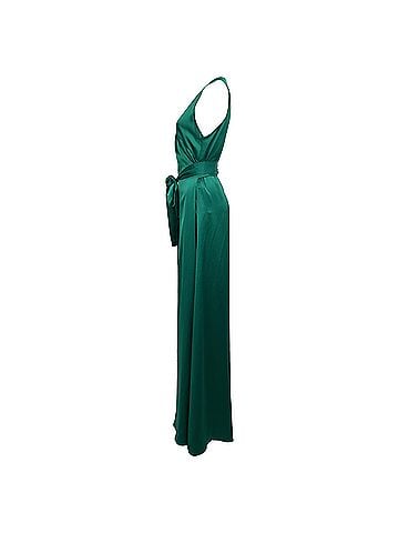 Diane von Furstenberg Diane Von Furstenberg V-Neck Maxi Dress in Green Triacetate (view 2)