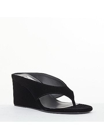 Alaïa Alaia 2023 Black Velvet Sculptural Thong Wedge Sandals (view 2)